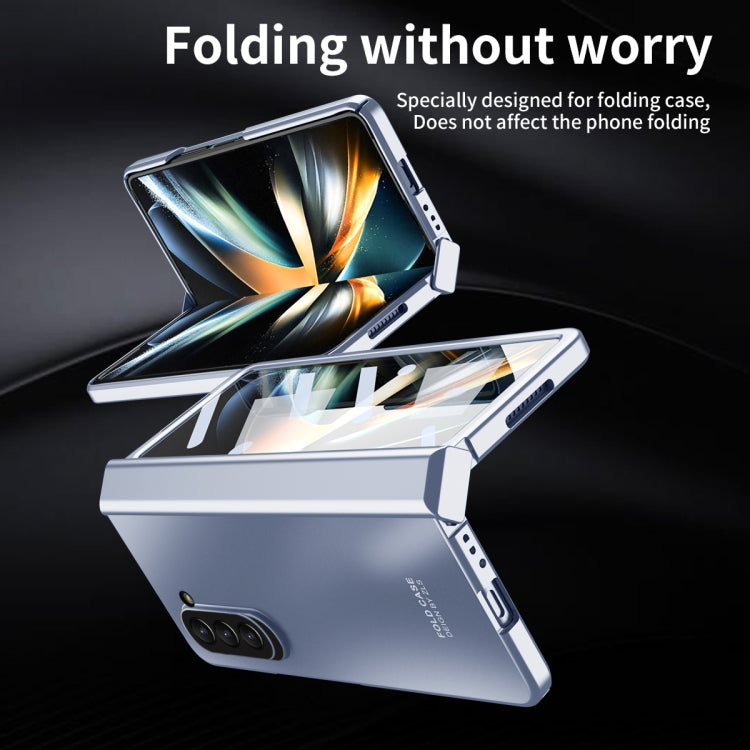 For Samsung Galaxy Z Fold5 Integrated Electroplating Folding All-inclusive Phone Case(Blue) - Galaxy Z Fold5 Cases by buy2fix | Online Shopping UK | buy2fix