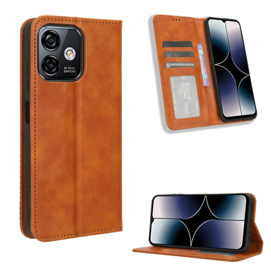 For Ulefone Note 16 Pro Magnetic Buckle Retro Texture Leather Phone Case(Brown) by buy2fix