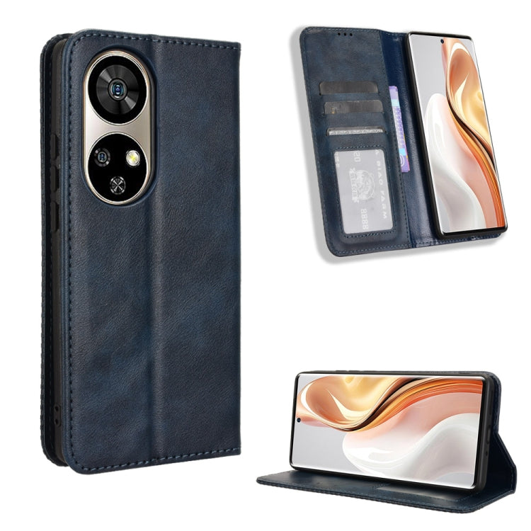 For Ulefone Note 17 Pro Magnetic Buckle Retro Texture Leather Phone Case(Blue) by buy2fix
