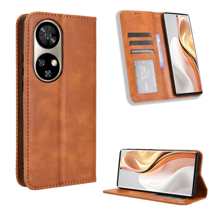 For Ulefone Note 17 Pro Magnetic Buckle Retro Texture Leather Phone Case(Brown) by buy2fix
