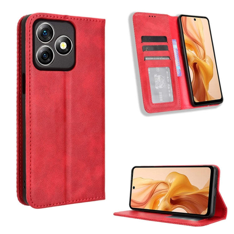 For Ulefone Note 18 Ultra Magnetic Buckle Retro Texture Leather Phone Case(Red) by buy2fix