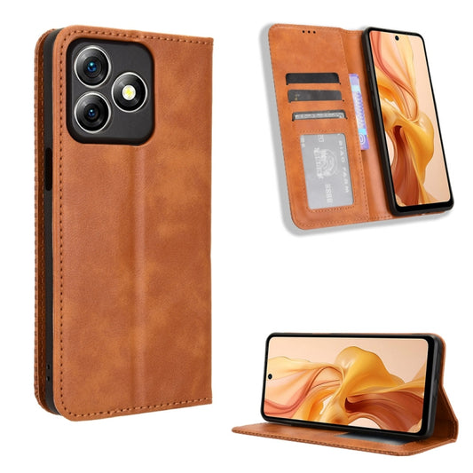 For Ulefone Note 18 Ultra Magnetic Buckle Retro Texture Leather Phone Case(Brown) by buy2fix