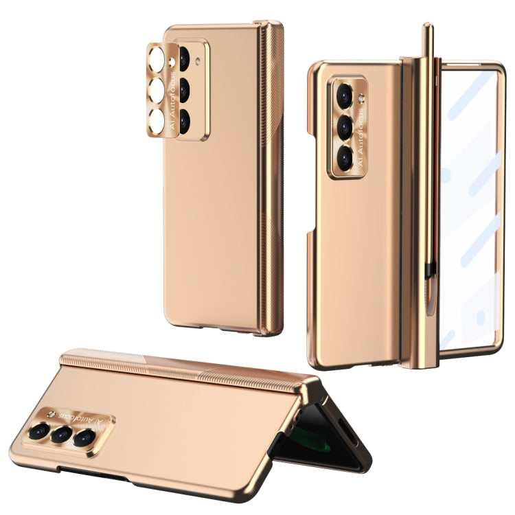 For Samsung Galaxy Z Fold5 Electroplating Hinged Folding Phone Case with S Pen Fold Edtion(Gold) - Galaxy Z Fold5 Cases by buy2fix | Online Shopping UK | buy2fix