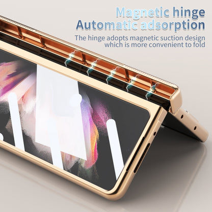 For Samsung Galaxy Z Fold5 Electroplating Hinged Folding Phone Case with S Pen Fold Edtion(Gold) - Galaxy Z Fold5 Cases by buy2fix | Online Shopping UK | buy2fix