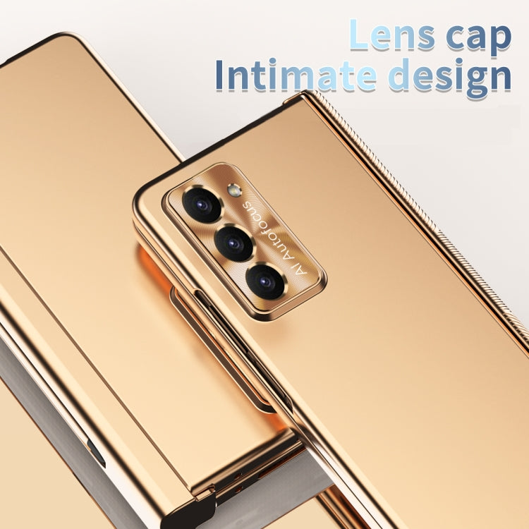 For Samsung Galaxy Z Fold5 Electroplating Hinged Folding Phone Case with S Pen Fold Edtion(Gold) - Galaxy Z Fold5 Cases by buy2fix | Online Shopping UK | buy2fix
