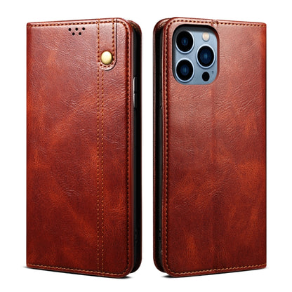 For iPhone 16 Pro Max Oil Wax Crazy Horse Texture Leather Phone Case(Brown) by buy2fix