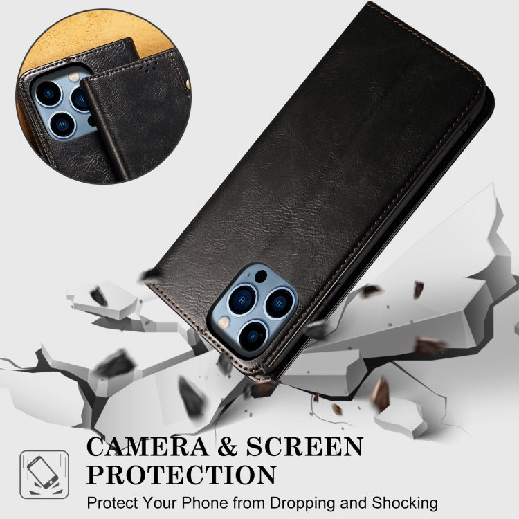 For iPhone 16 Pro Oil Wax Crazy Horse Texture Leather Phone Case(Black) by buy2fix