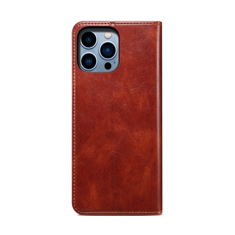 For iPhone 16 Pro Oil Wax Crazy Horse Texture Leather Phone Case(Brown) by buy2fix