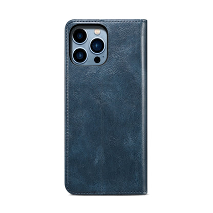For iPhone 16 Pro Oil Wax Crazy Horse Texture Leather Phone Case(Blue) by buy2fix