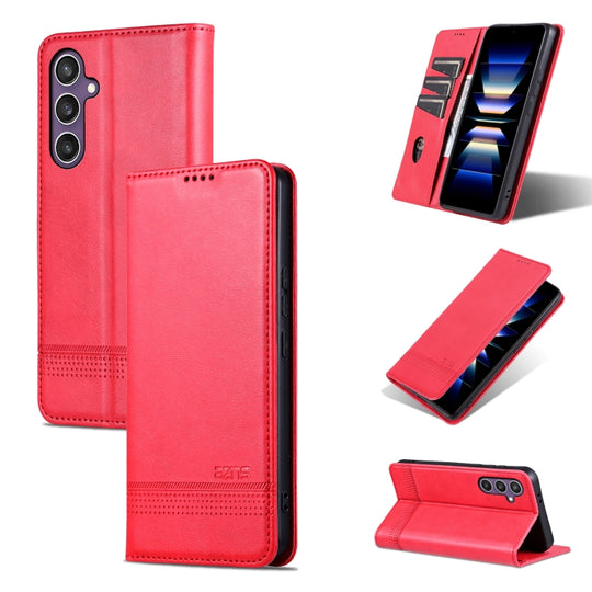 For Samsung Galaxy S24+ 5G AZNS Magnetic Calf Texture Flip Leather Phone Case(Red)