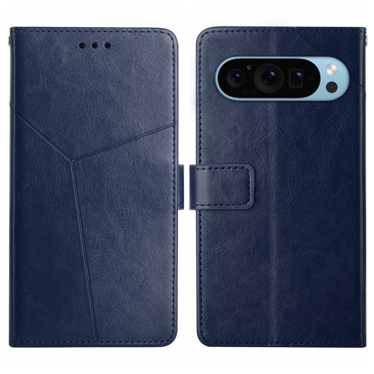 For Google Pixel 9 Y-shaped Pattern Flip Leather Phone Case(Blue) by buy2fix