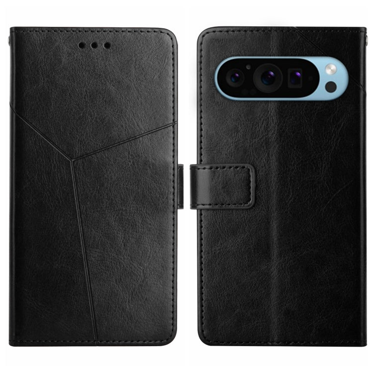 For Google Pixel 9 Pro Y-shaped Pattern Flip Leather Phone Case(Black) by buy2fix