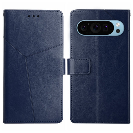 For Google Pixel 9 Pro Y-shaped Pattern Flip Leather Phone Case(Blue) by buy2fix