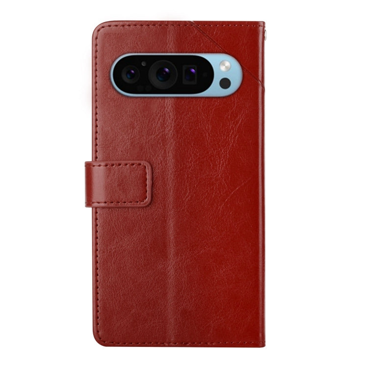 For Google Pixel 9 Pro Y-shaped Pattern Flip Leather Phone Case(Brown) by buy2fix