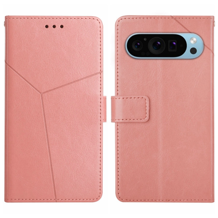 For Google Pixel 9 Pro Y-shaped Pattern Flip Leather Phone Case(Pink) by buy2fix