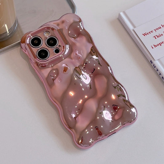 For iPhone 16 Pro Wave Bubbles TPU Phone Case(Painted Pink) by buy2fix