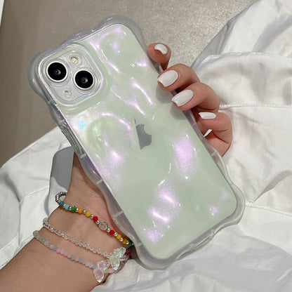 For iPhone 16 Wave Bubbles TPU Phone Case(Clear Glitter Pink) by buy2fix
