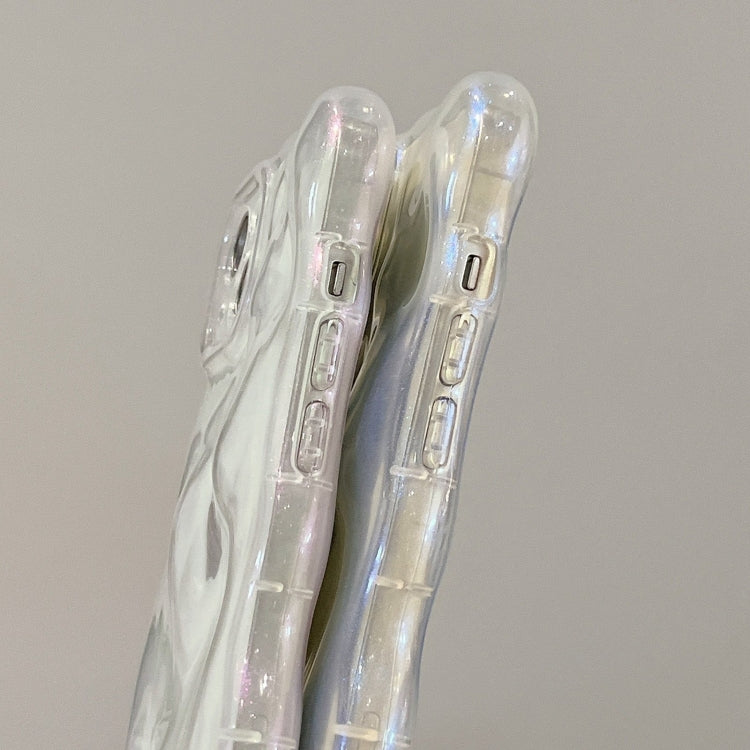 For iPhone 16 Wave Bubbles TPU Phone Case(Clear Glitter Pink) by buy2fix