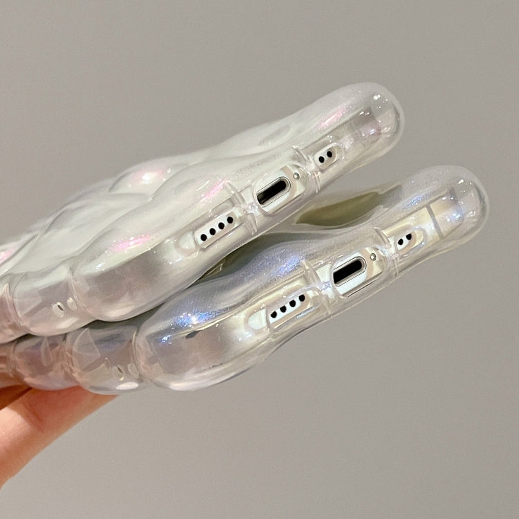 For iPhone 16 Wave Bubbles TPU Phone Case(Clear Glitter Pink) by buy2fix