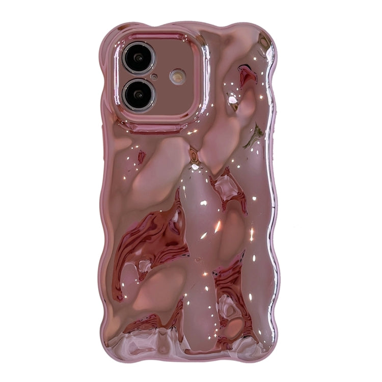 For iPhone 16 Wave Bubbles TPU Phone Case(Painted Pink) by buy2fix