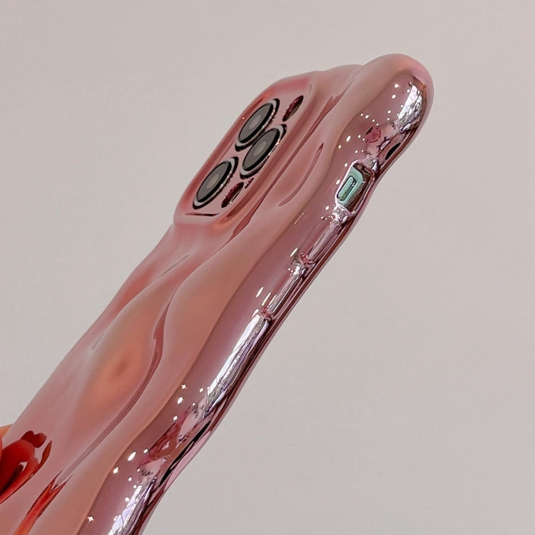 For iPhone 16 Wave Bubbles TPU Phone Case(Painted Pink) by buy2fix