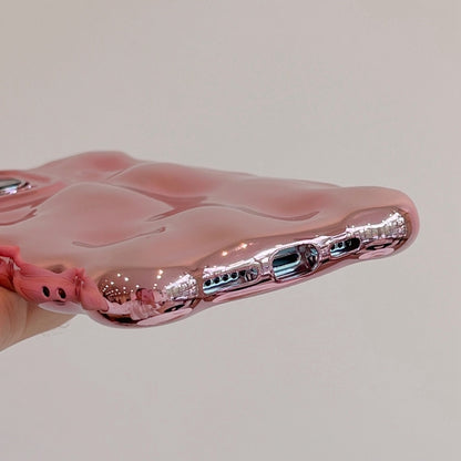For iPhone 16 Wave Bubbles TPU Phone Case(Painted Pink) by buy2fix