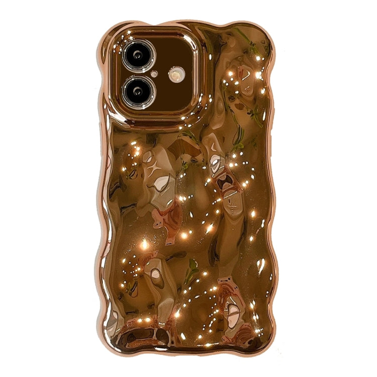 For iPhone 16 Wave Bubbles TPU Phone Case(Painted Gold) by buy2fix