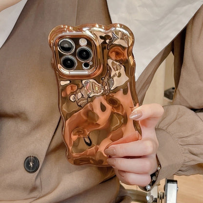 For iPhone 16 Wave Bubbles TPU Phone Case(Painted Gold) by buy2fix