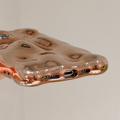 For iPhone 16 Wave Bubbles TPU Phone Case(Painted Gold) by buy2fix
