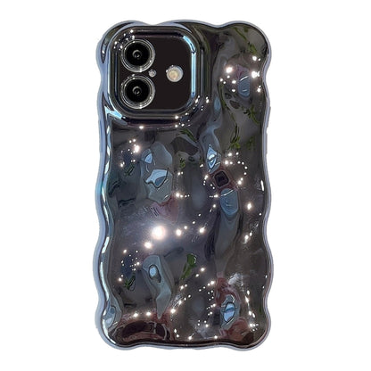 For iPhone 16 Wave Bubbles TPU Phone Case(Painted Blue) by buy2fix