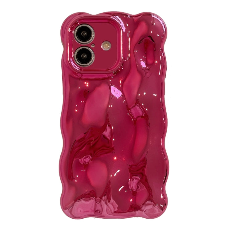 For iPhone 16 Wave Bubbles TPU Phone Case(Painted Rose Red) by buy2fix