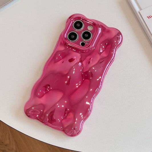 For iPhone 16 Wave Bubbles TPU Phone Case(Painted Rose Red) by buy2fix