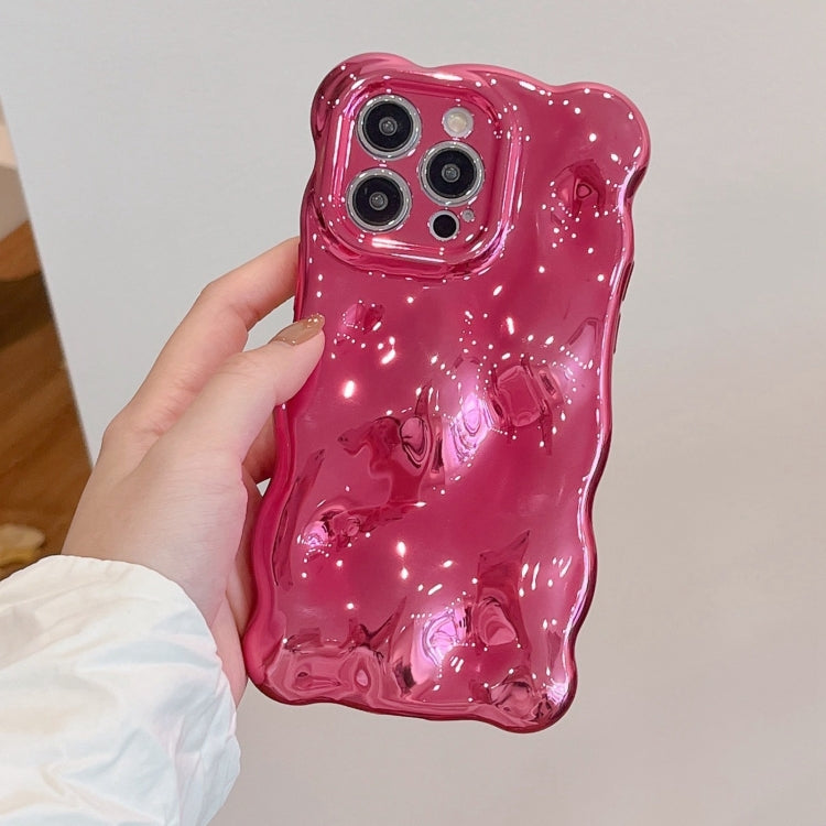 For iPhone 16 Wave Bubbles TPU Phone Case(Painted Rose Red) by buy2fix