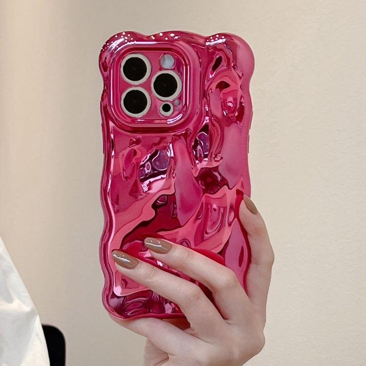 For iPhone 16 Wave Bubbles TPU Phone Case(Painted Rose Red) by buy2fix