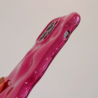 For iPhone 16 Wave Bubbles TPU Phone Case(Painted Rose Red) by buy2fix