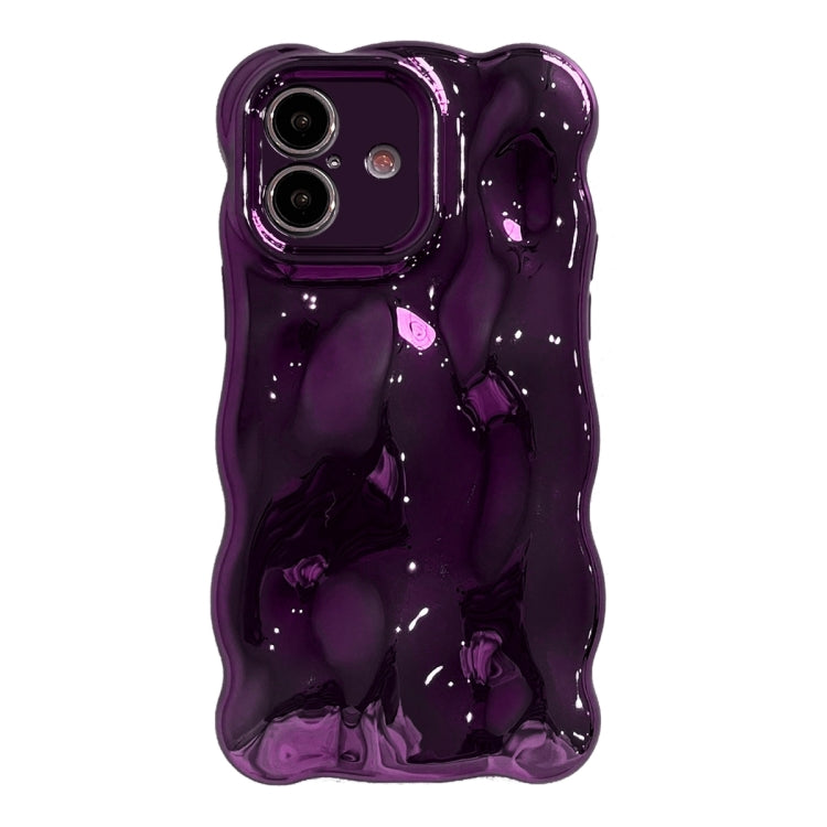 For iPhone 16 Wave Bubbles TPU Phone Case(Painted Purple) by buy2fix