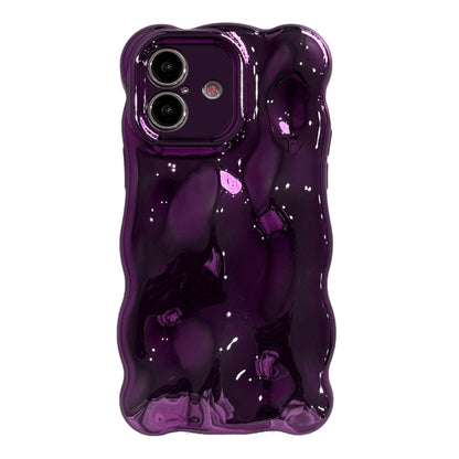 For iPhone 16 Wave Bubbles TPU Phone Case(Painted Purple) by buy2fix