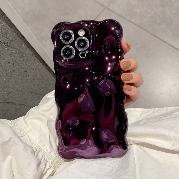 For iPhone 16 Wave Bubbles TPU Phone Case(Painted Purple) by buy2fix