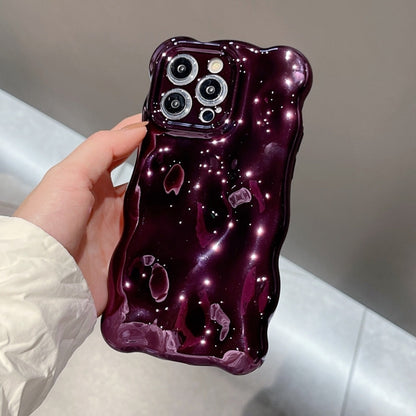 For iPhone 16 Wave Bubbles TPU Phone Case(Painted Purple) by buy2fix