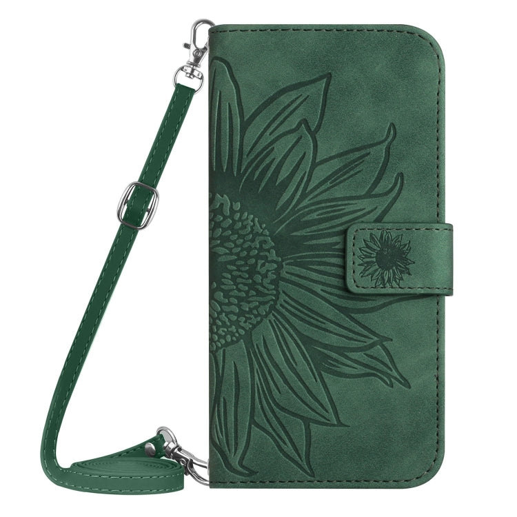 For Google Pixel 9 Pro XL Skin Feel Sun Flower Embossed Flip Leather Phone Case with Lanyard(Green) by buy2fix