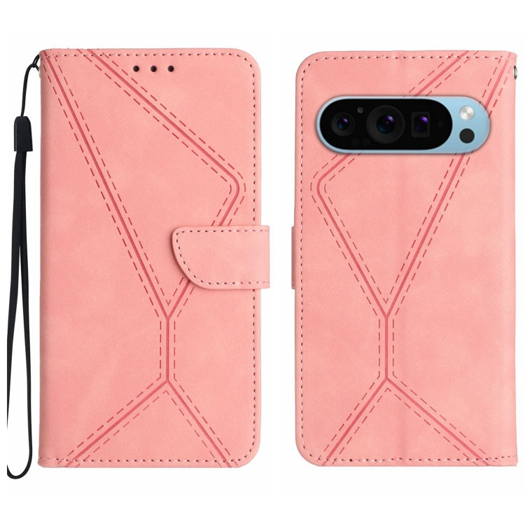 For Google Pixel 9 Pro Stitching Embossed Leather Phone Case(Pink) by buy2fix