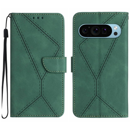 For Google Pixel 9 Pro Stitching Embossed Leather Phone Case(Green) by buy2fix