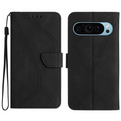 For Google Pixel 9 Pro Stitching Embossed Leather Phone Case(Black) by buy2fix