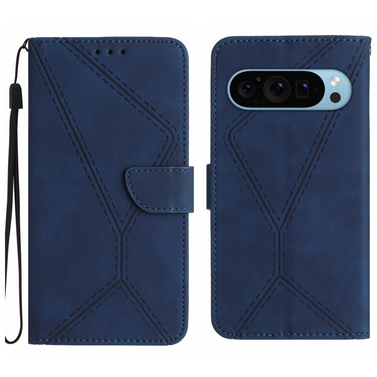 For Google Pixel 9 Pro Stitching Embossed Leather Phone Case(Blue) by buy2fix