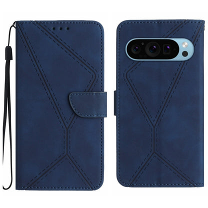 For Google Pixel 9 Pro Stitching Embossed Leather Phone Case(Blue) by buy2fix