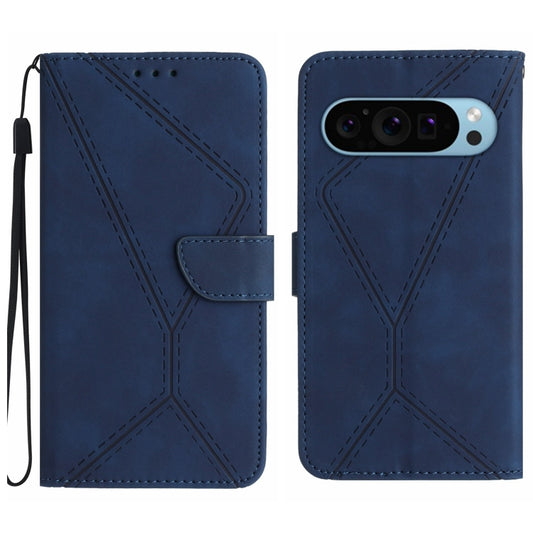 For Google Pixel 9 Pro Stitching Embossed Leather Phone Case(Blue) by buy2fix