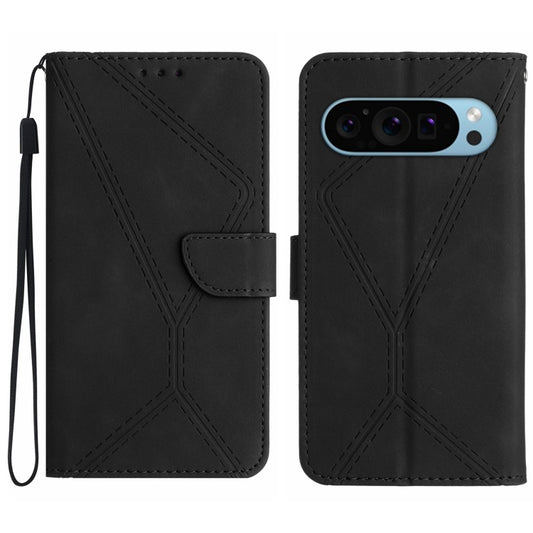 For Google Pixel 9 Stitching Embossed Leather Phone Case(Black) by buy2fix