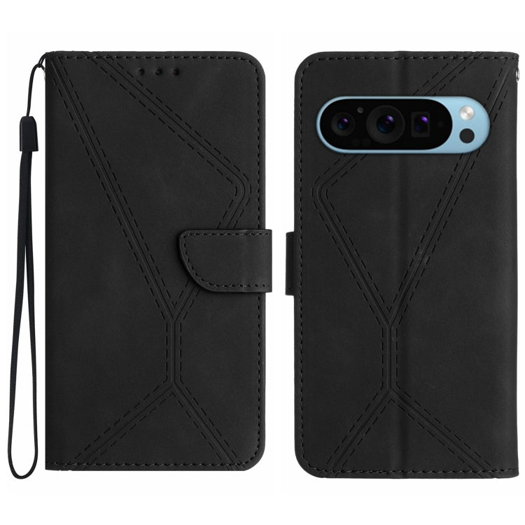 For Google Pixel 9 Pro XL Stitching Embossed Leather Phone Case(Black) by buy2fix