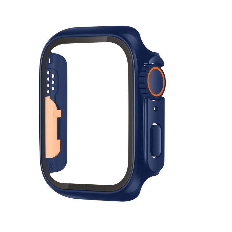 For Apple Watch Series 9 / 8 / 7 41mm Tempered Film Hybrid PC Integrated Watch Case(Midnight Blue Orange) by buy2fix