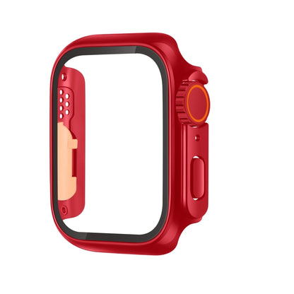 For Apple Watch Series 9 / 8 / 7 45mm Tempered Film Hybrid PC Integrated Watch Case(Red) by buy2fix